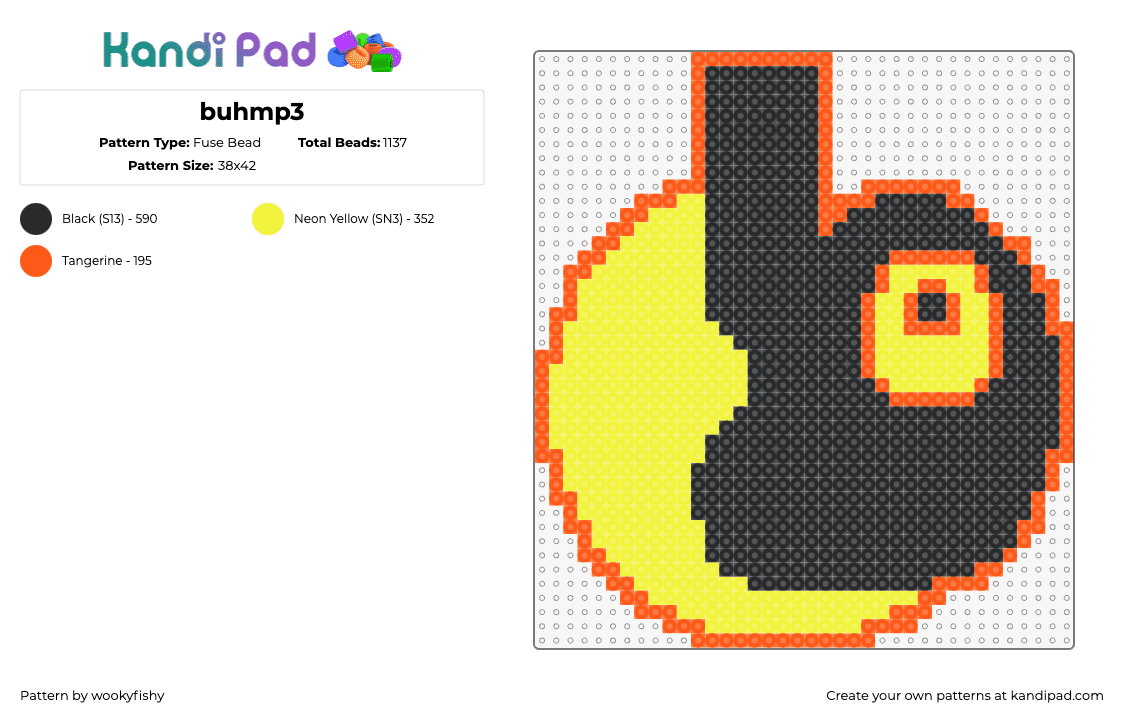 buhmp3 - Fuse Bead Pattern by wookyfishy on Kandi Pad - buhmp,logo,black,yellow,orange