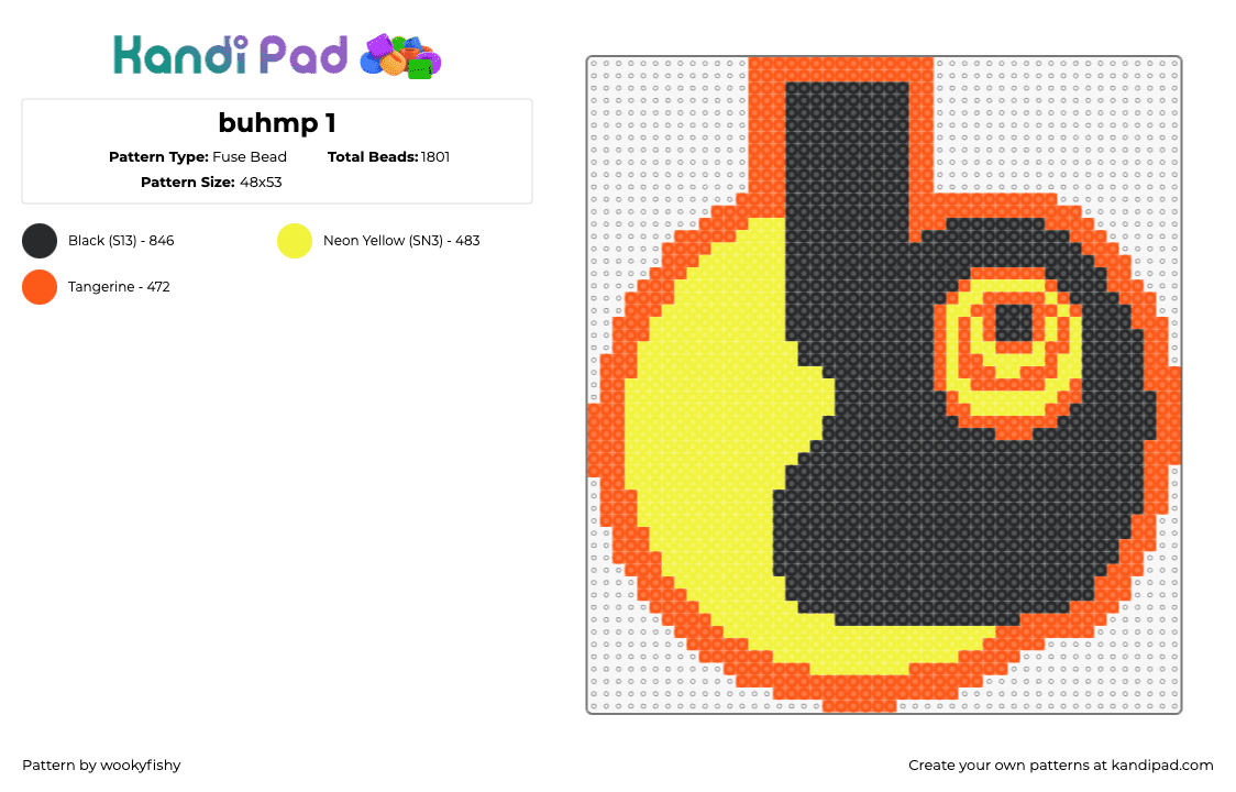 buhmp 1 - Fuse Bead Pattern by wookyfishy on Kandi Pad - buhmp,logo,black,yellow,orange