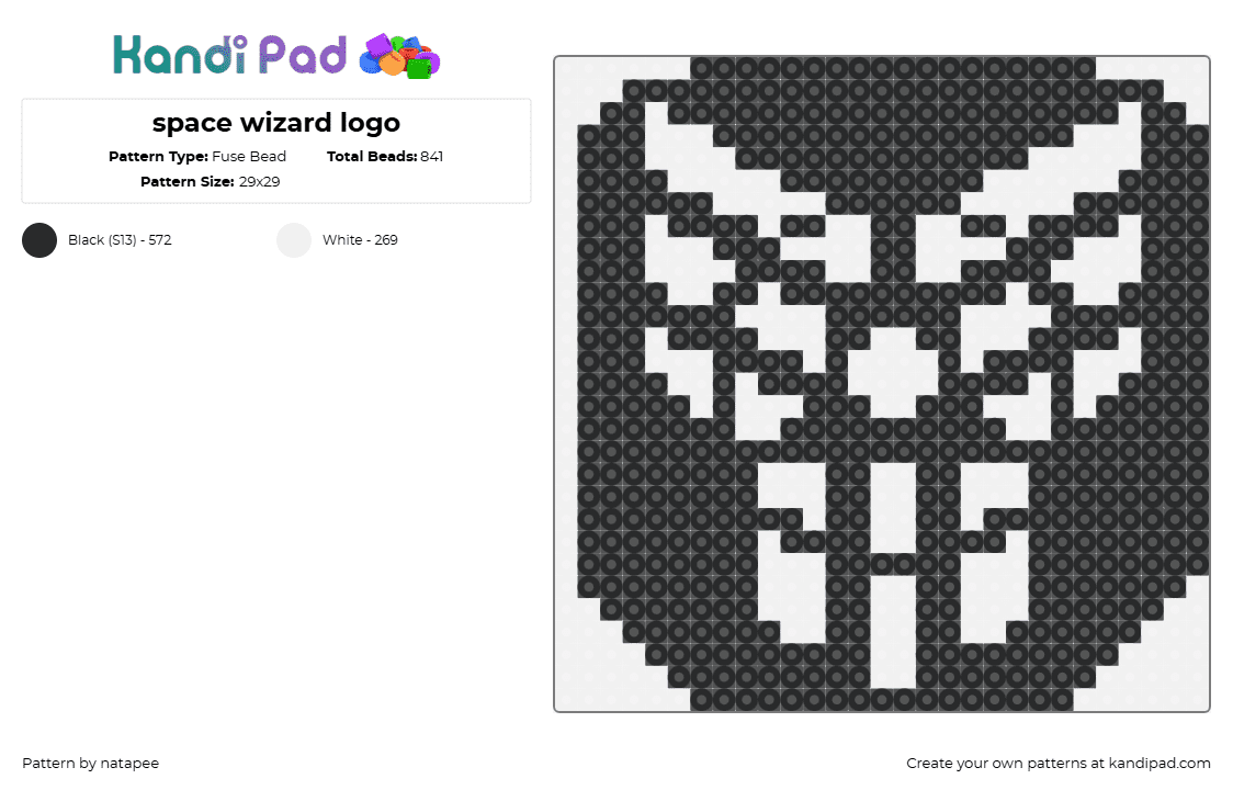 space wizard logo - Fuse Bead Pattern by natapee on Kandi Pad - space wizard,logo,music,edm,dj,black,white