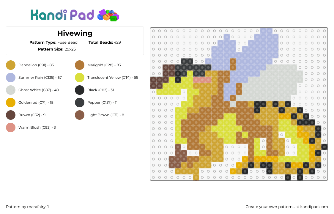 Hivewing - Fuse Bead Pattern by marafairy_1 on Kandi Pad - hivewing,wings of fire,dragon,winged,story,book,yellow