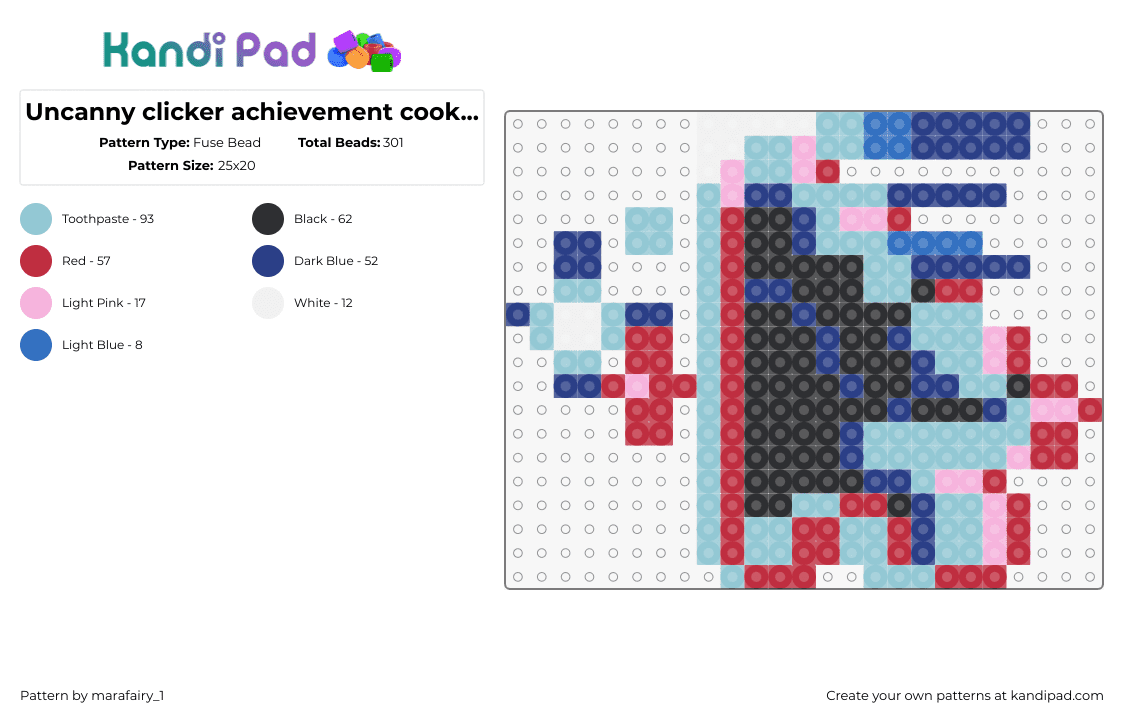Uncanny clicker achievement cookie clicker - Fuse Bead Pattern by marafairy_1 on Kandi Pad - uncanny clicker,cookie clicker,symbol,video game,glitch,blue,red