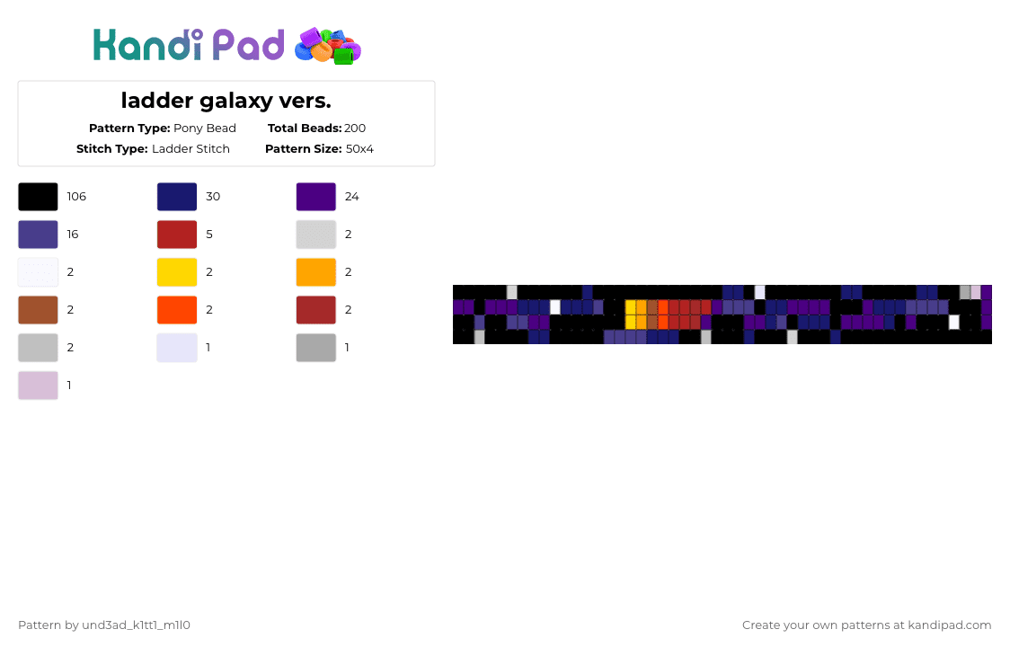 ladder galaxy vers. - Pony Bead Pattern by und3ad_k1tt1_m1l0 on Kandi Pad - black,purple