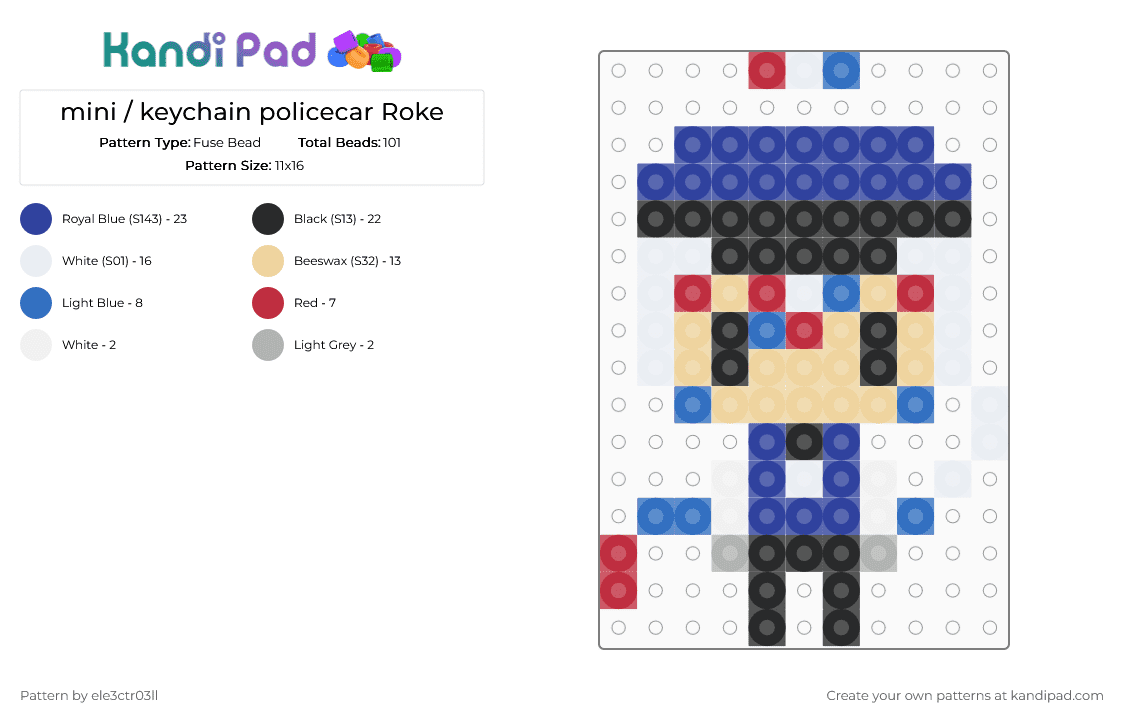 mini / keychain policecar Roke - Fuse Bead Pattern by ele3ctr03ll on Kandi Pad - purple,beige,policecar roke,character,utay,vocaloid,virtual singer,blue,red