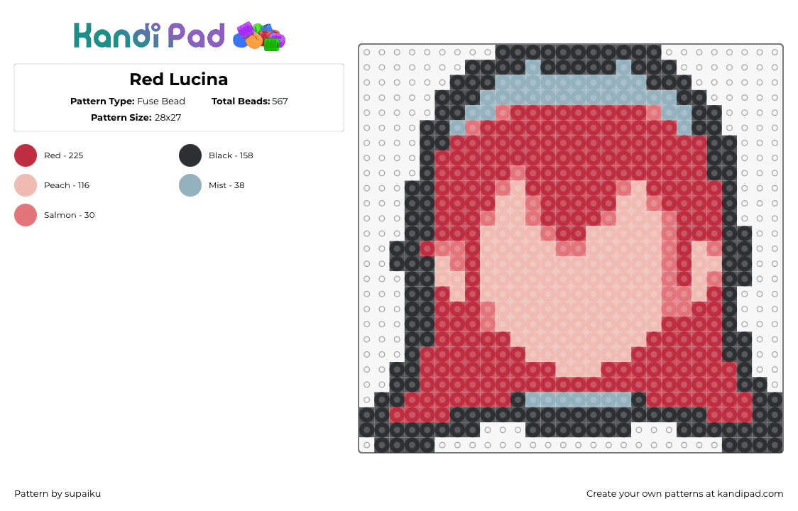 Red Lucina - Fuse Bead Pattern by supaiku on Kandi Pad - lucina,fire emblem,nintendo,video game,head,character,red,tan