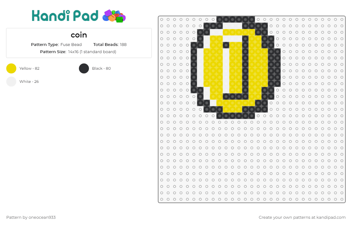 coin - Fuse Bead Pattern by oneocean933 on Kandi Pad - coin,mario,money