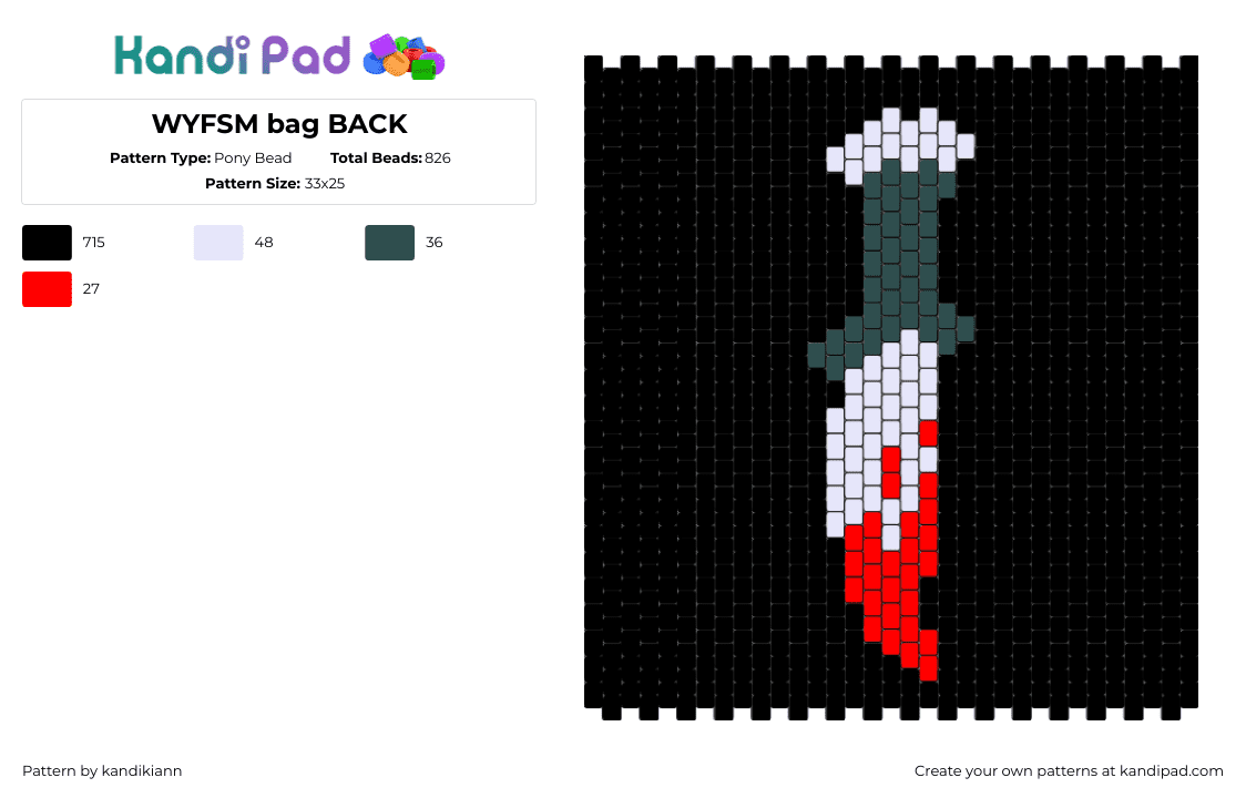 WYFSM bag BACK - Pony Bead Pattern by kandikiann on Kandi Pad - knife,scream,wyfsm,horror,movie,slasher,weapon,dark,bloody,panel,bag,black,red,white