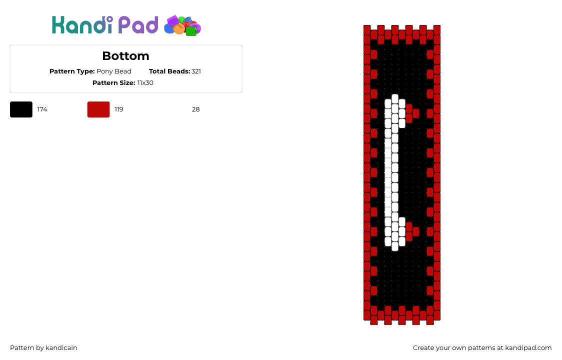 Bottom - Pony Bead Pattern by kandicain on Kandi Pad - fangs,vampire,mcr,gothic,bag,panel,spooky,black,white