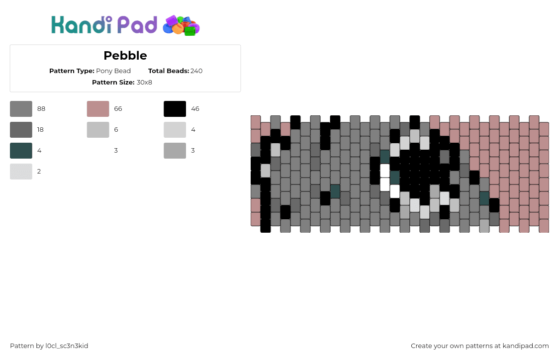 Pebble - Pony Bead Pattern by l0cl_sc3n3kid on Kandi Pad - pebble,dandys world,video game,roblox,cuff,tan,gray