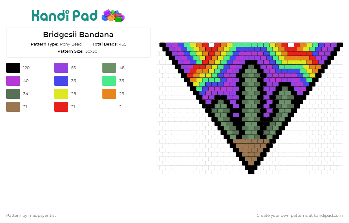 Bridgesii Bandana - Pony Bead Pattern by madpsyentist on Kandi Pad - cactus,rainbow,desert,bandana