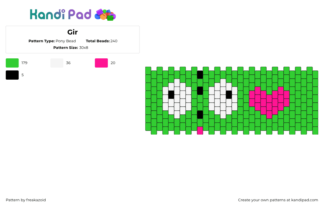 Gir - Pony Bead Pattern by freakazoid on Kandi Pad - 