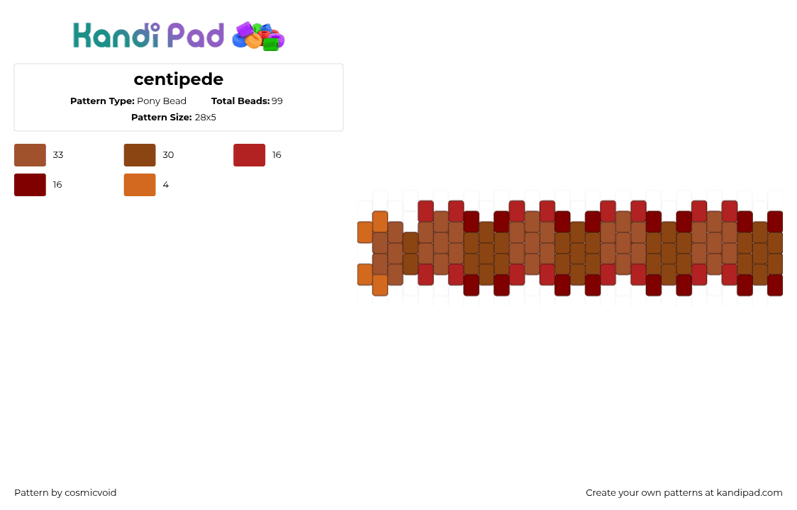 centipede - Pony Bead Pattern by cosmicvoid on Kandi Pad - 