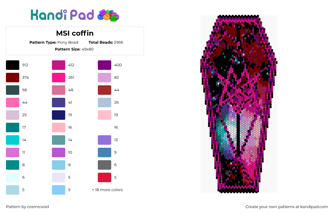 MSI coffin - Pony Bead Pattern by cosmicvoid on Kandi Pad - 