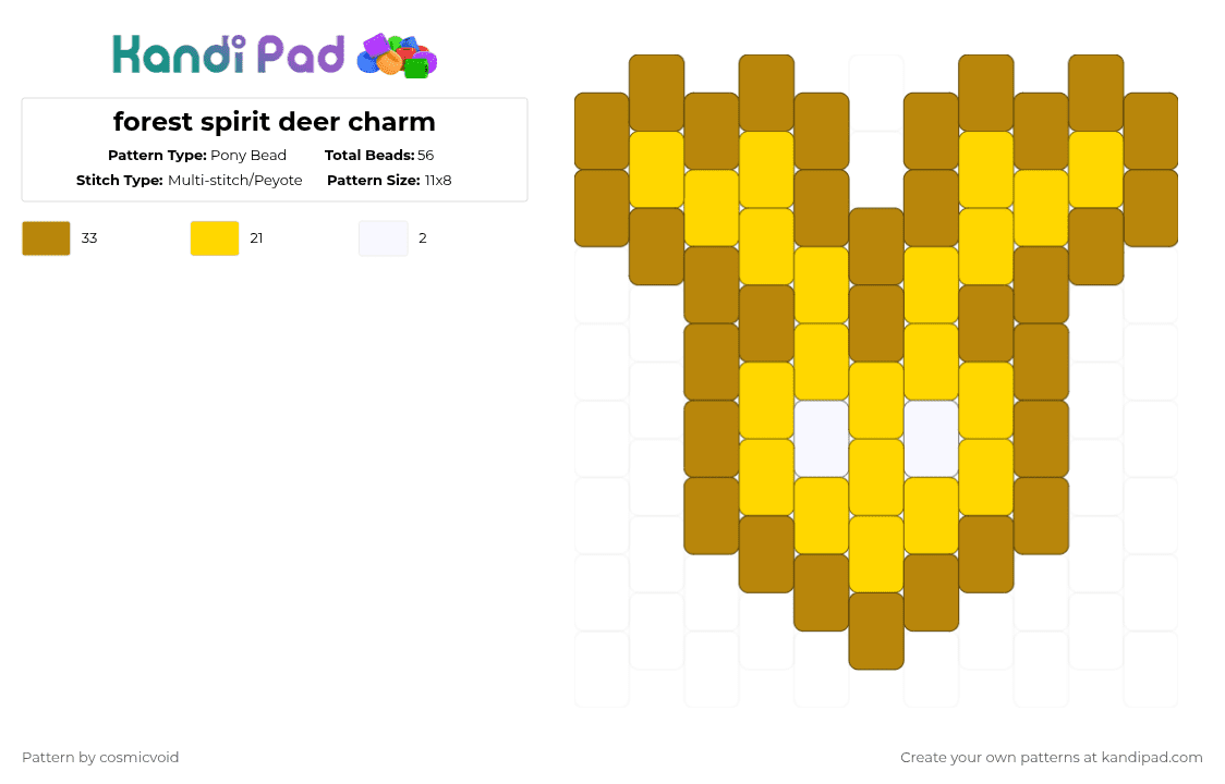 forest spirit deer charm - Pony Bead Pattern by cosmicvoid on Kandi Pad - yellow,gold