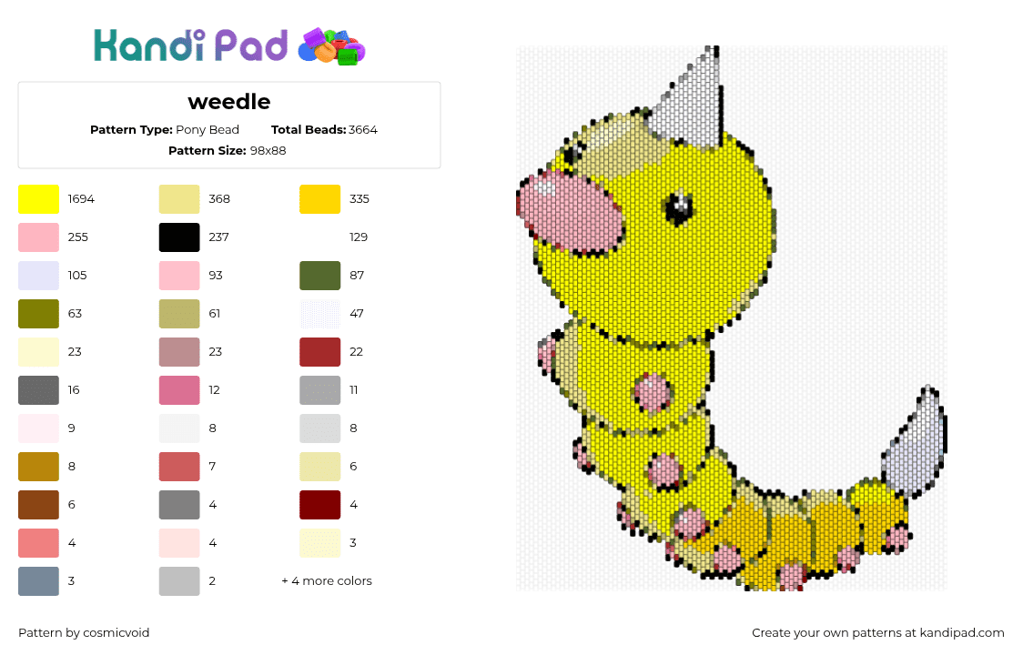 weedle - Pony Bead Pattern by cosmicvoid on Kandi Pad - 