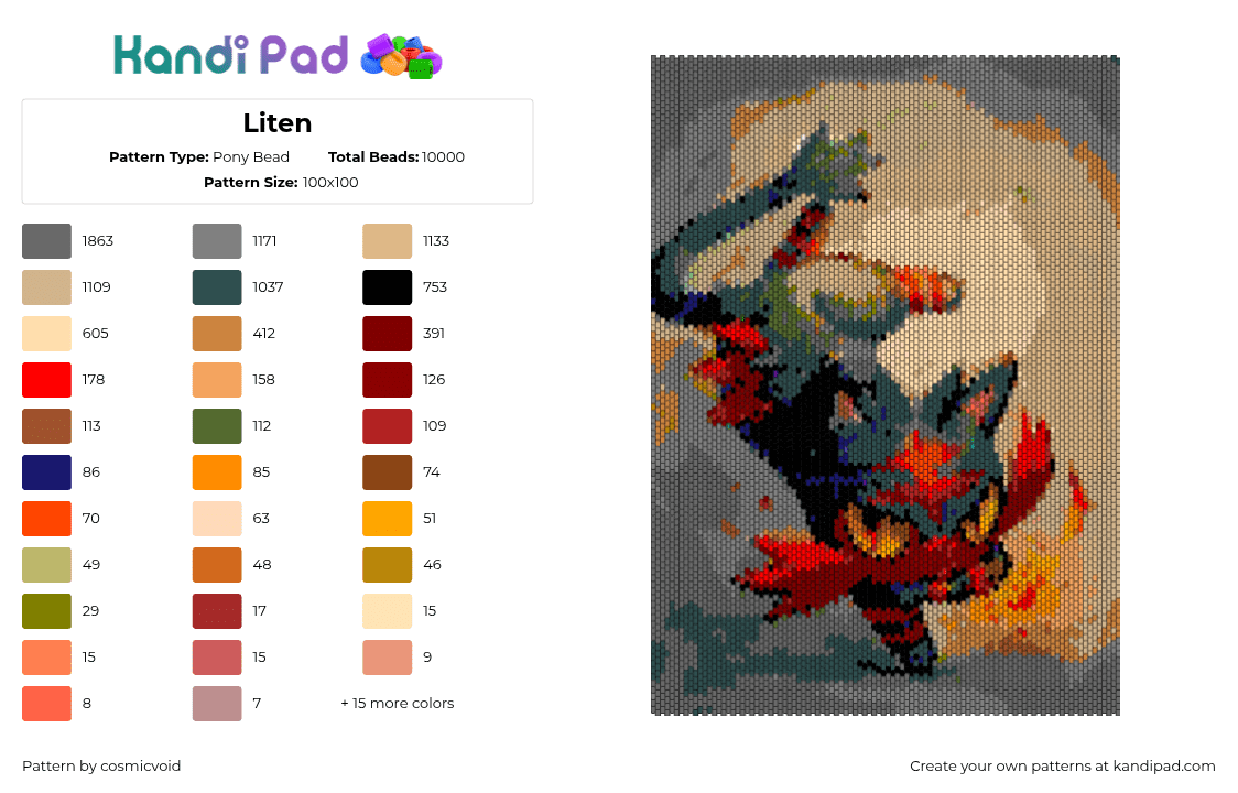 Liten - Pony Bead Pattern by cosmicvoid on Kandi Pad - 
