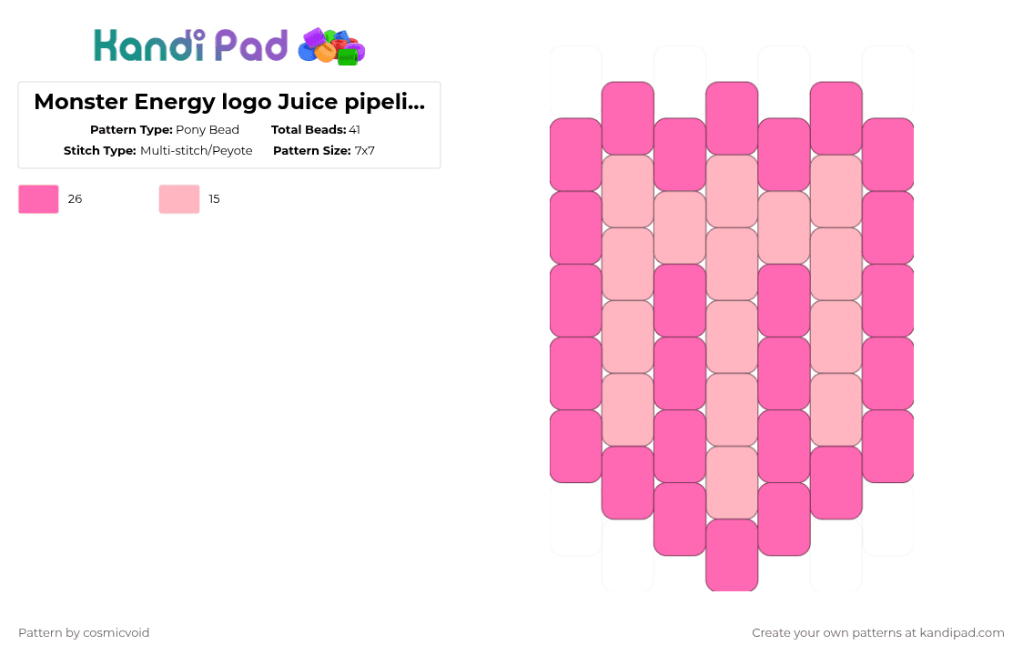 Monster Energy logo Juice pipeline punch - Pony Bead Pattern by cosmicvoid on Kandi Pad - pink