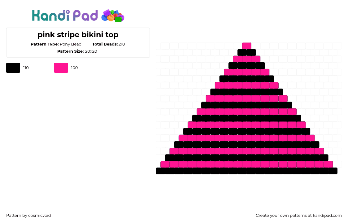 pink stripe bikini top - Pony Bead Pattern by cosmicvoid on Kandi Pad - 