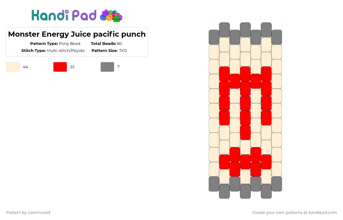 Monster Energy Juice pacific punch - Pony Bead Pattern by cosmicvoid on Kandi Pad - beige