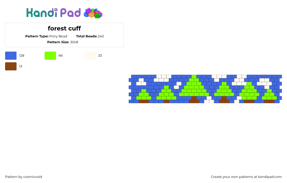 forest cuff - Pony Bead Pattern by cosmicvoid on Kandi Pad - forest,trees,landscape,clouds,nature,cuff,green,blue