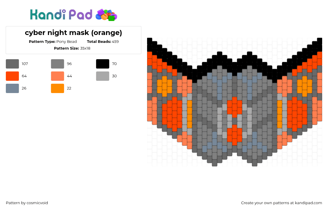 cyber night mask (orange) - Pony Bead Pattern by cosmicvoid on Kandi Pad - 