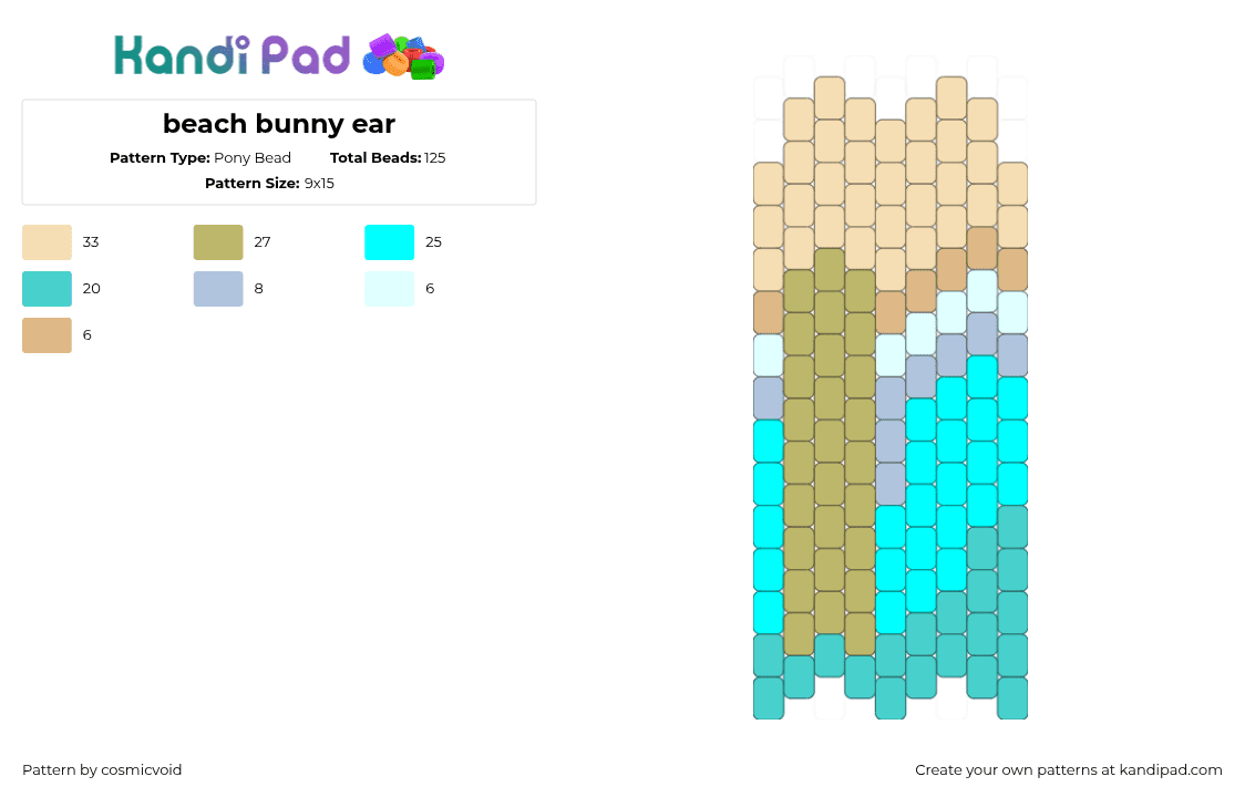 beach bunny ear - Pony Bead Pattern by cosmicvoid on Kandi Pad - light blue,beige