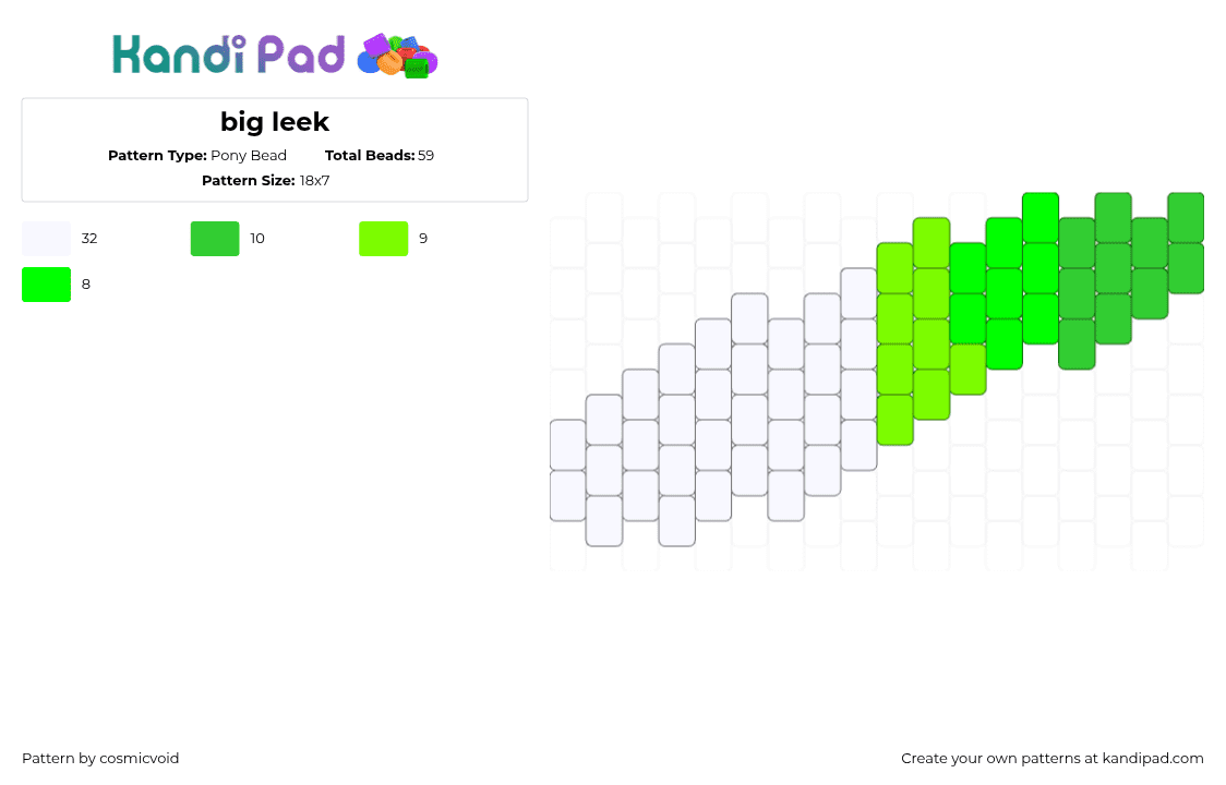 big leek - Pony Bead Pattern by cosmicvoid on Kandi Pad - 