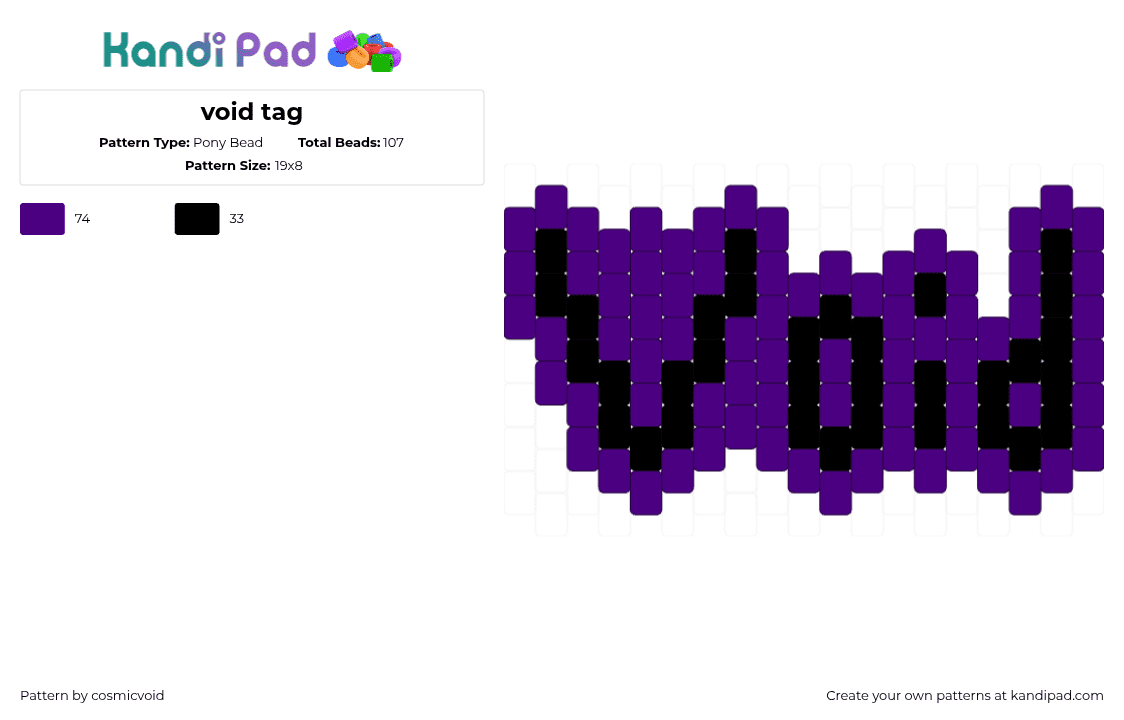 void tag - Pony Bead Pattern by cosmicvoid on Kandi Pad - 