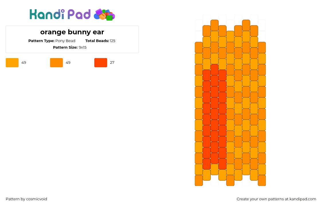 orange bunny ear - Pony Bead Pattern by cosmicvoid on Kandi Pad - orange