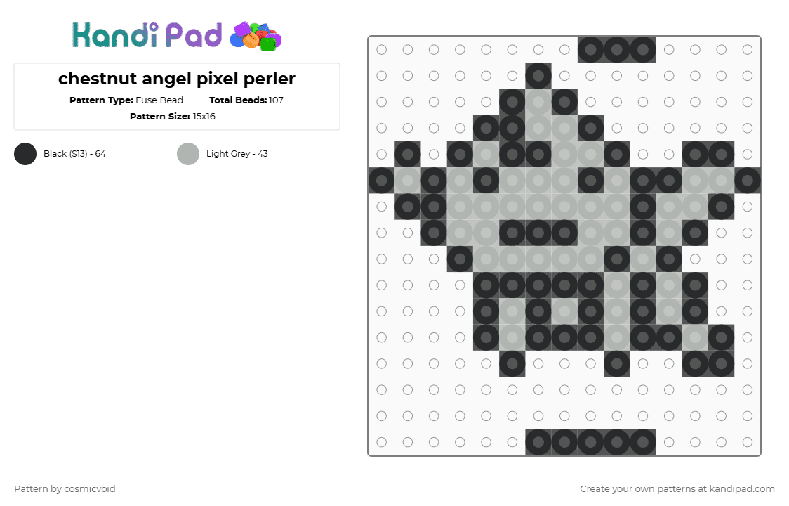 chestnut angel pixel perler - Fuse Bead Pattern by cosmicvoid on Kandi Pad - beige, black, small, tama, tama character, tama universe, tamagotchi, tamagotchi character, tamagotchi universe
