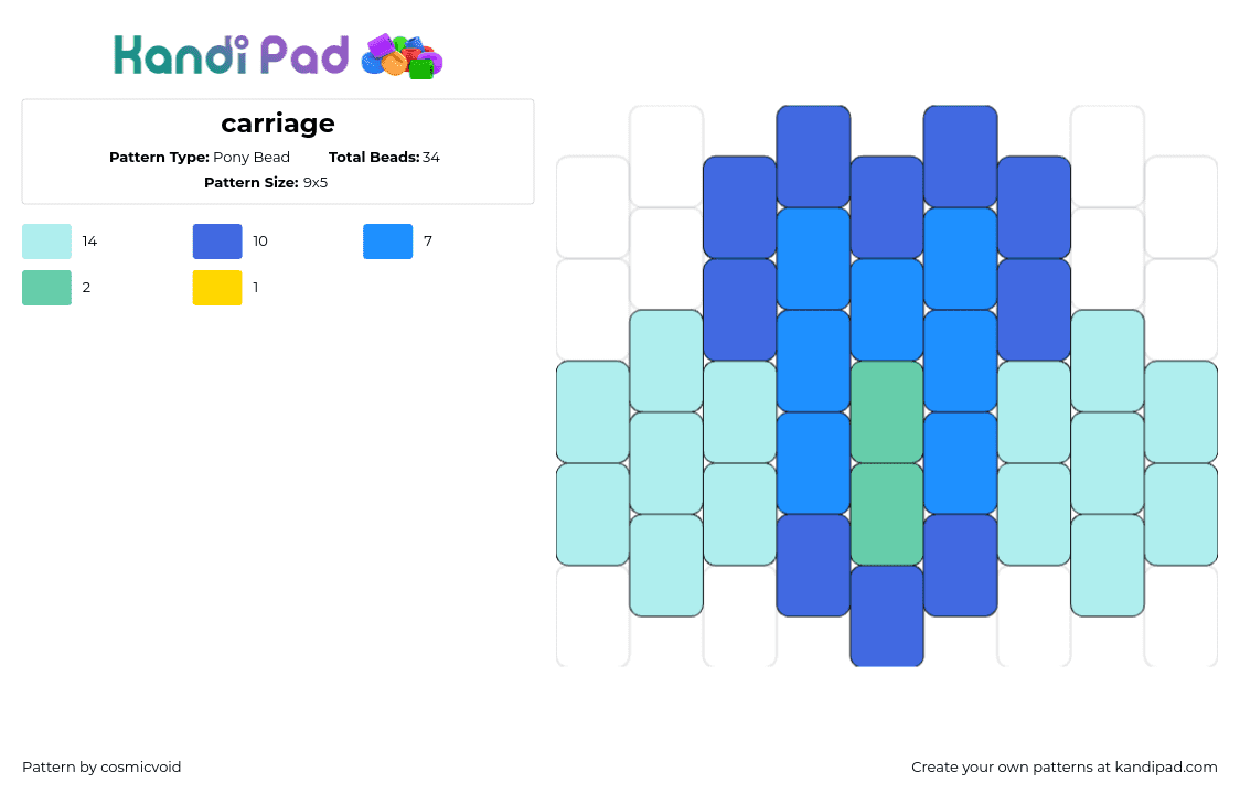 carriage - Pony Bead Pattern by cosmicvoid on Kandi Pad - carriage,cart,vehicle,charm,teal,blue,light blue