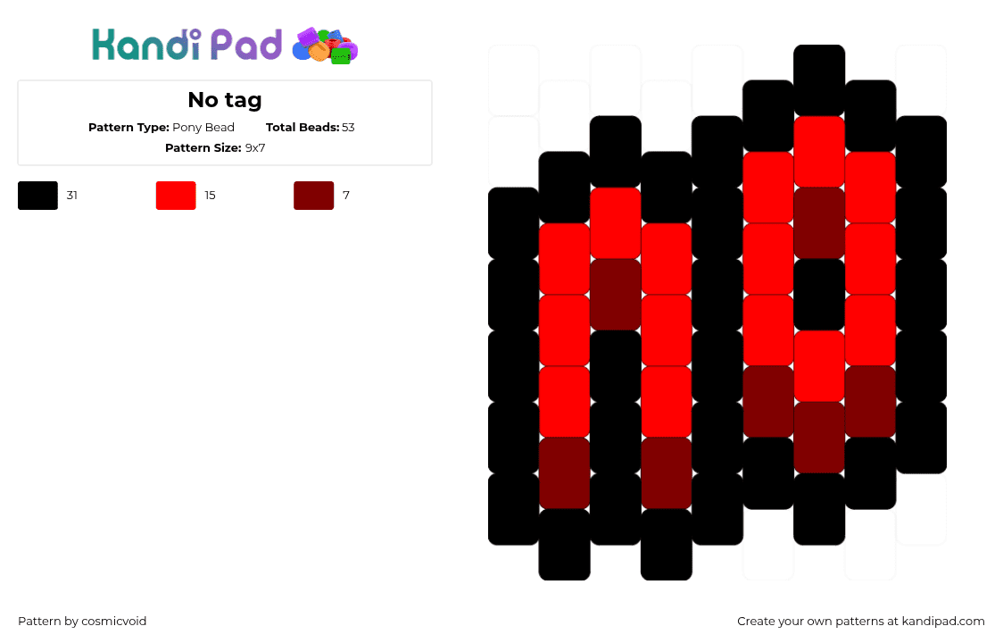 No tag - Pony Bead Pattern by cosmicvoid on Kandi Pad - red,brown