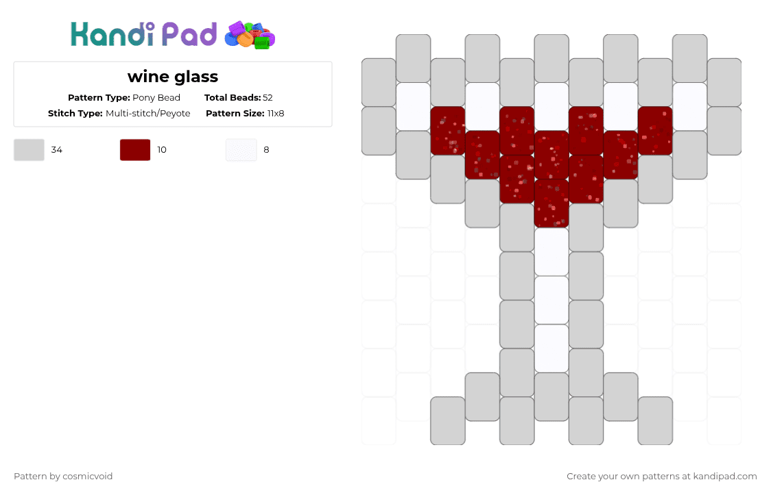 wine glass - Pony Bead Pattern by cosmicvoid on Kandi Pad - white