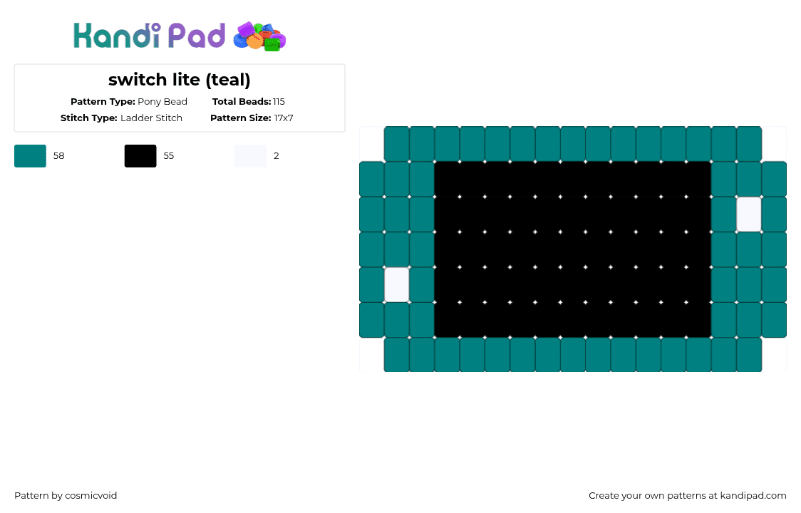 switch lite (teal) - Pony Bead Pattern by cosmicvoid on Kandi Pad - teal