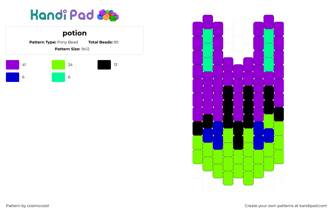 potion - Pony Bead Pattern by cosmicvoid on Kandi Pad - potion,bunny,simple,charm,purple,green