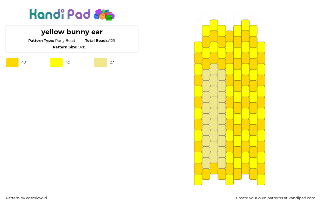 yellow bunny ear - Pony Bead Pattern by cosmicvoid on Kandi Pad - yellow