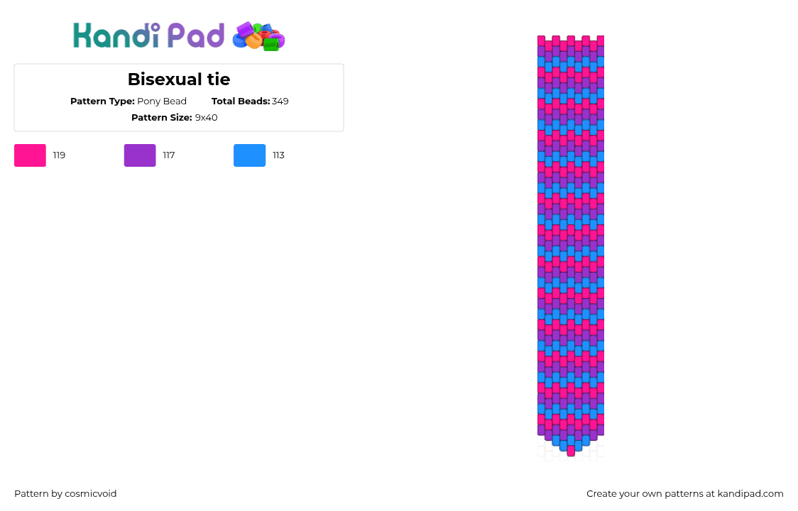 Bisexual tie - Pony Bead Pattern by cosmicvoid on Kandi Pad - bisexual,pride,necktie,tie,clothing,purple,pink,blue