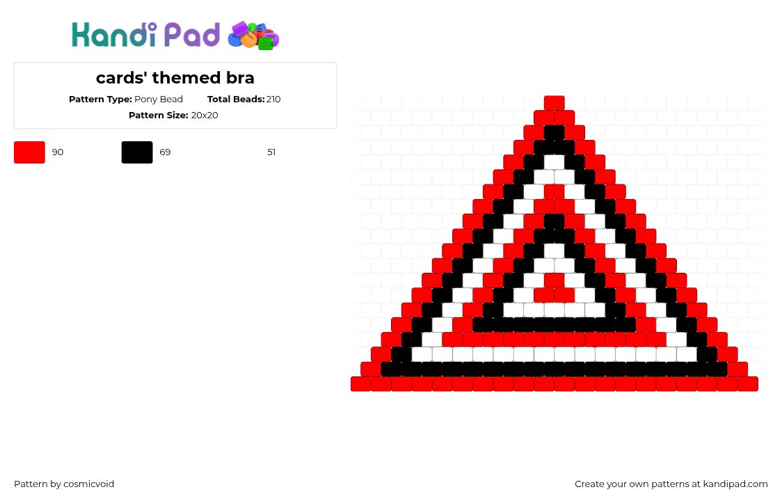 cards\' themed bikini top - Pony Bead Pattern by cosmicvoid on Kandi Pad - 