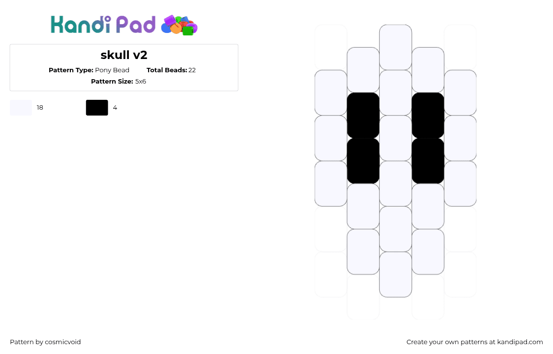 skull v2 - Pony Bead Pattern by cosmicvoid on Kandi Pad - 