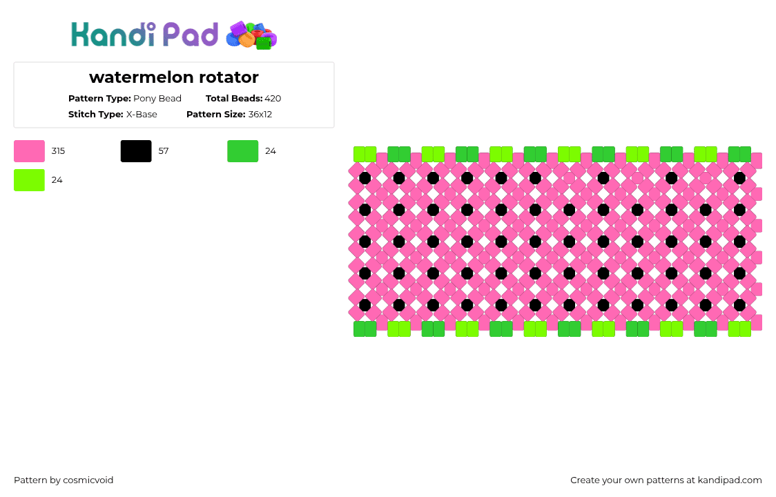 watermelon rotator - Pony Bead Pattern by cosmicvoid on Kandi Pad - pink