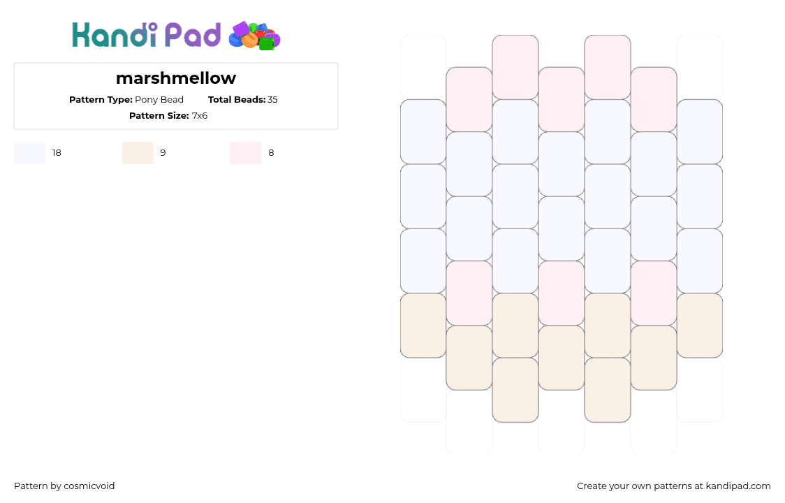 marshmellow - Pony Bead Pattern by cosmicvoid on Kandi Pad - marshmallow,food,simple,charm,white,beige