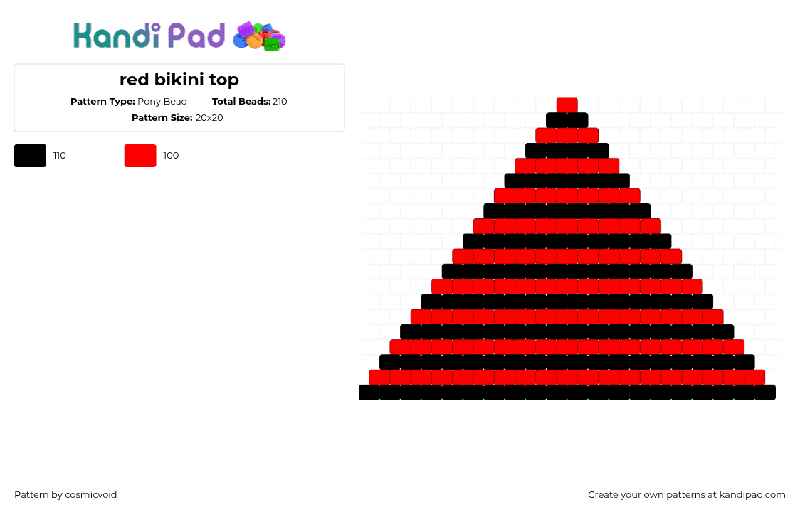 red bikini top - Pony Bead Pattern by cosmicvoid on Kandi Pad - 