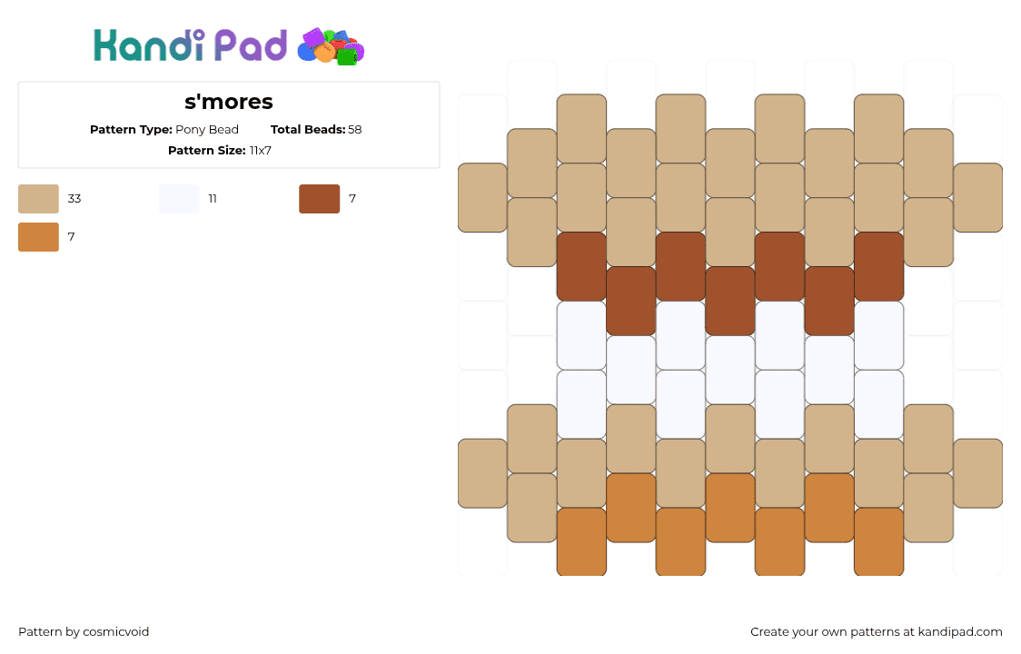 s\'mores - Pony Bead Pattern by cosmicvoid on Kandi Pad - beige