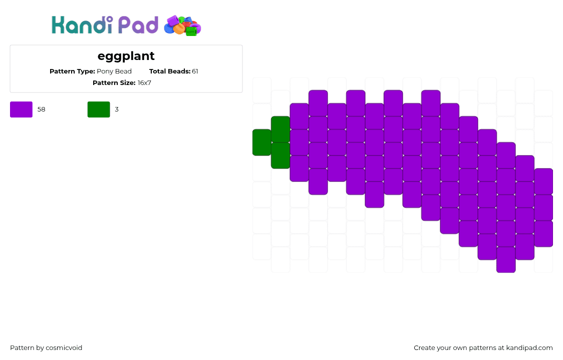eggplant - Pony Bead Pattern by cosmicvoid on Kandi Pad - eggplant,fruit,vegetable,emoji,food,charm,purple