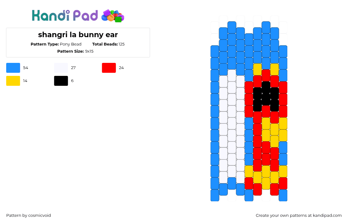 shangri la bunny ear - Pony Bead Pattern by cosmicvoid on Kandi Pad - light blue