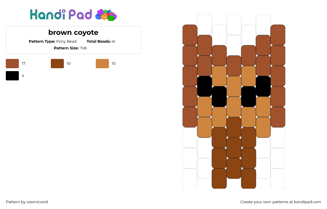 brown coyote - Pony Bead Pattern by cosmicvoid on Kandi Pad - coyote,animal,simple,charm,brown