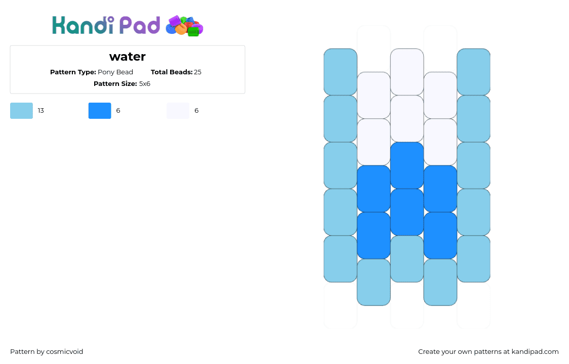 water - Pony Bead Pattern by cosmicvoid on Kandi Pad - water,cup,drink,glass,simple,charm,light blue,white