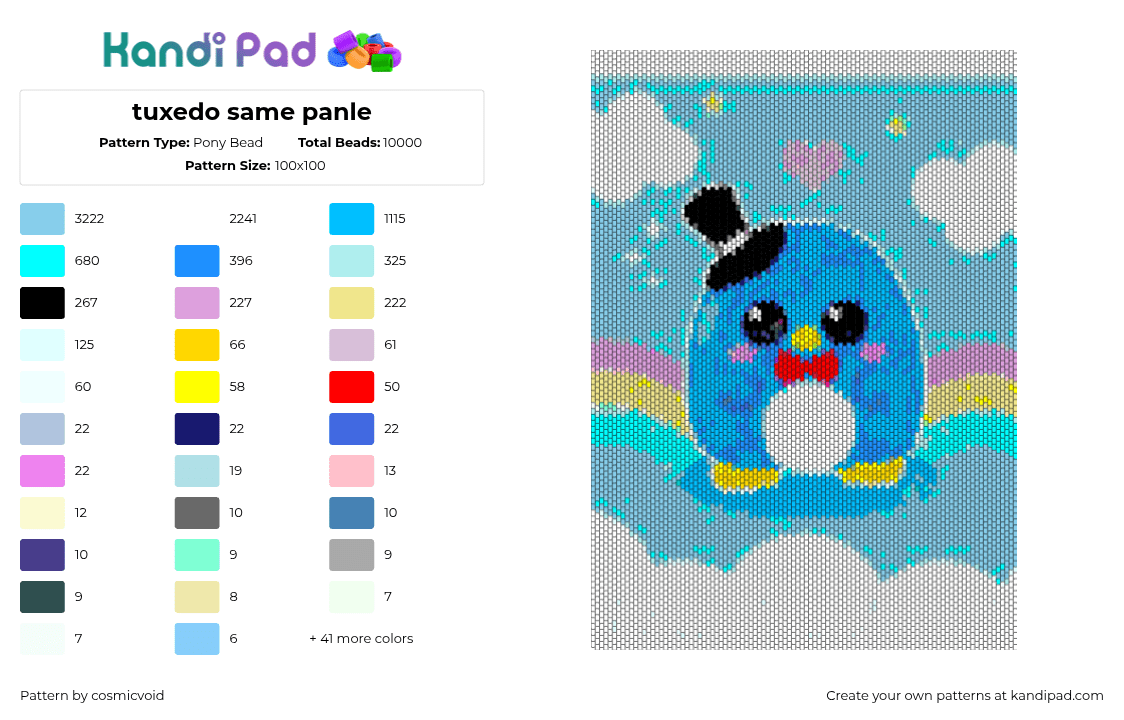tuxedo same panle - Pony Bead Pattern by cosmicvoid on Kandi Pad - 