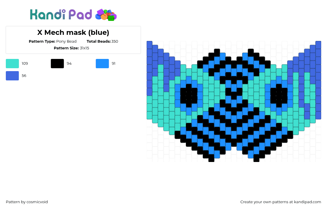 X Mech mask (blue) - Pony Bead Pattern by cosmicvoid on Kandi Pad - light blue