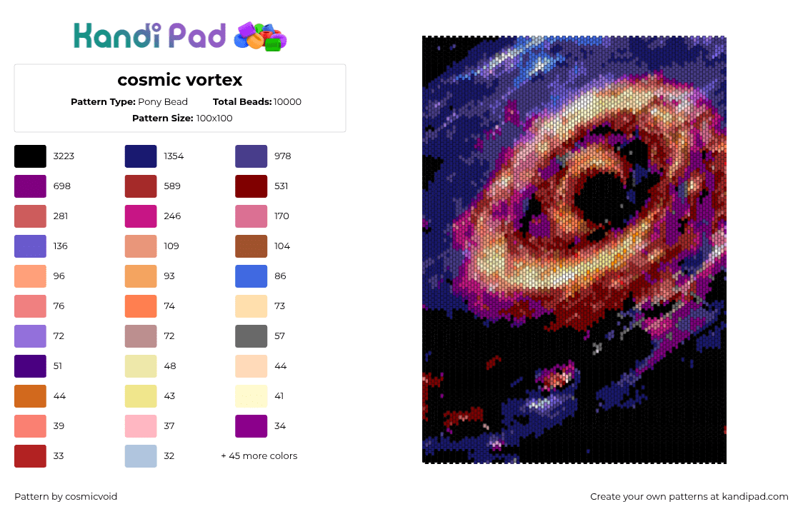 cosmic vortex - Pony Bead Pattern by cosmicvoid on Kandi Pad - 