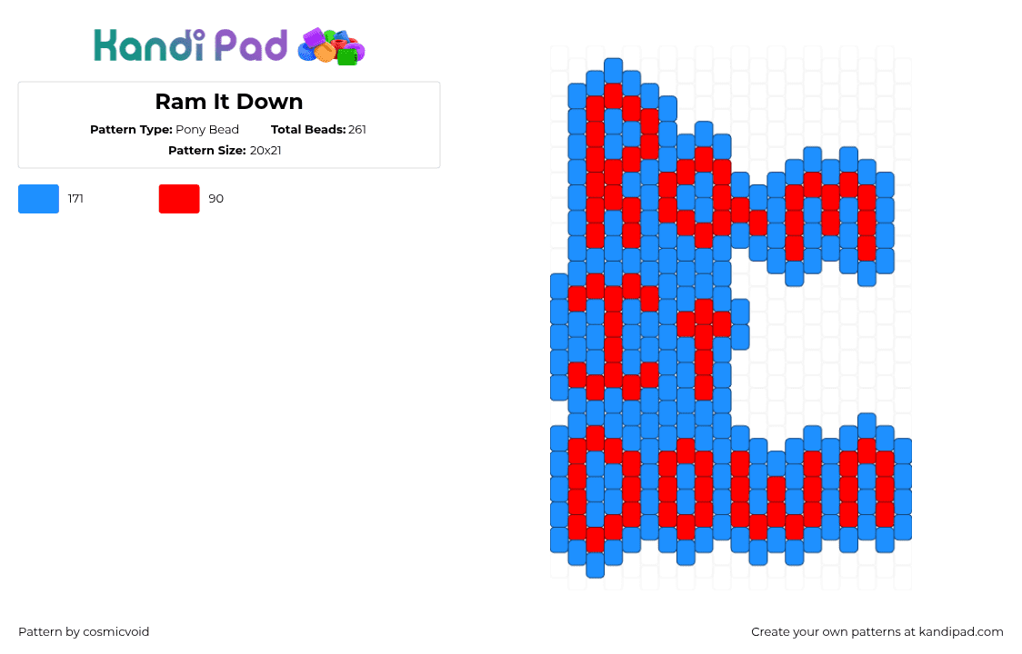 Ram It Down - Pony Bead Pattern by cosmicvoid on Kandi Pad - 